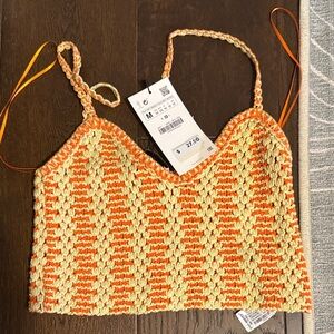 Zara Vibrant Orange Crochet Crop Top
